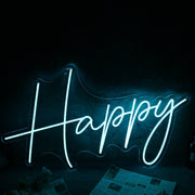 Happy Blue Custom Neon Sign