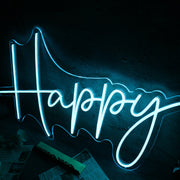 Happy Blue Custom Neon Sign