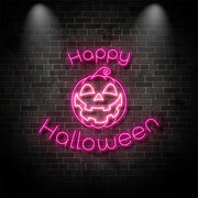 Happy Halloween With Pumpkin Neon Sign