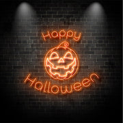 Happy Halloween With Pumpkin Neon Sign