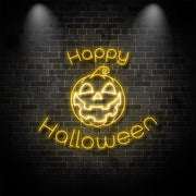 Happy Halloween With Pumpkin Neon Sign