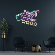 Happy New Year Bottle Neon Sign