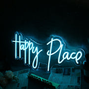 Happy Place Blue Neon Sign