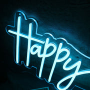 Happy Place Blue Neon Sign