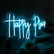 Happy Place Blue Neon Sign