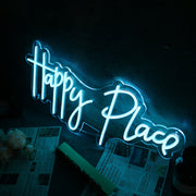 Happy Place Blue Neon Sign