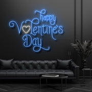 Happy Valentines Day With Heart Neon Sign