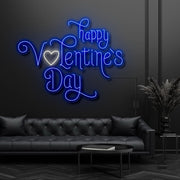 Happy Valentines Day With Heart Neon Sign