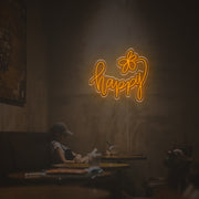 Happy With Flower LED Neon Sign