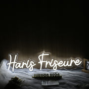 Haris Friseure White Neon Sign