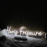 Haris Friseure White Neon Sign