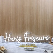 Haris Friseure White Neon Sign