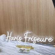 Haris Friseure White Neon Sign