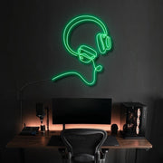 Headphones Line Art Bose Style Neon Sign