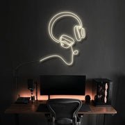 Headphones Line Art Bose Style Neon Sign