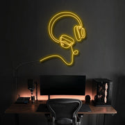 Headphones Line Art Bose Style Neon Sign