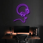 Headphones Line Art Bose Style Neon Sign