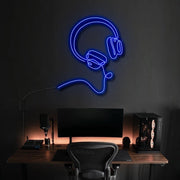 Headphones Line Art Bose Style Neon Sign