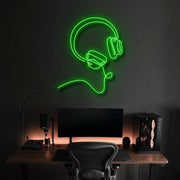 Headphones Line Art Bose Style Neon Sign