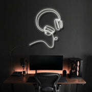 Headphones Line Art Bose Style Neon Sign