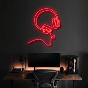 Headphones Line Art Bose Style Neon Sign