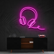 Headphones Line Art Neon Sign