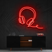 Headphones Line Art Neon Sign