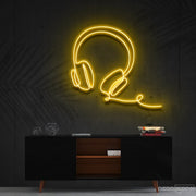 Headphones Line Art Neon Sign