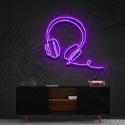 Headphones Line Art Neon Sign