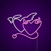 Heart Angel Devil Symbol Neon Sign