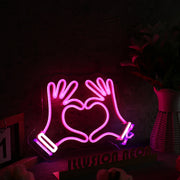 Heart Shape With Two Hands Custom Neon Sign