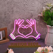 Heart Shape With Two Hands Custom Neon Sign