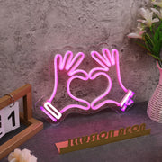 Heart Shape With Two Hands Custom Neon Sign