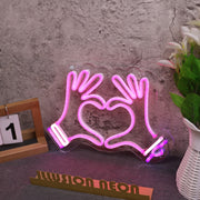 Heart Shape With Two Hands Custom Neon Sign