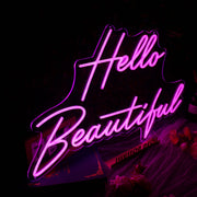 Hello Beautiful Purple Neon Sign