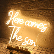 Here Comes The Son Yellow Neon Sign