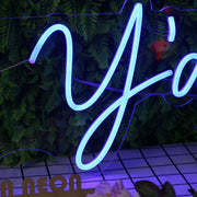 Hey Y'all Blue Neon Sign