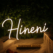 Hineni Yellow Neon Sign