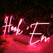 Hook Em Red Neon Sign