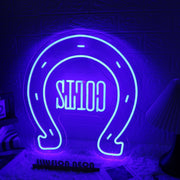 Horseshoe Blue Neon Sign