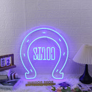 Horseshoe Blue Neon Sign