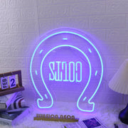 Horseshoe Blue Neon Sign