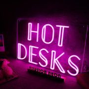 Hot Desks Pink Neon Sign