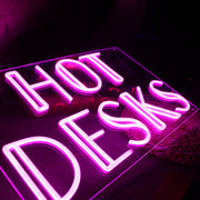 Hot Desks Pink Neon Sign