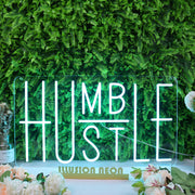 Humble Hustle Blue Neon Sign