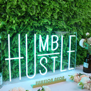 Humble Hustle Blue Neon Sign