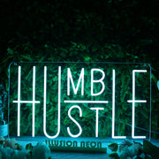 Humble Hustle Blue Neon Sign