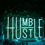 Humble Hustle Blue Neon Sign