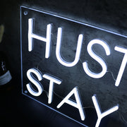 Hustle Hard Stay Humble White Neon Sign