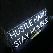 Hustle Hard Stay Humble White Neon Sign